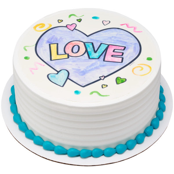 Paintable Love Heart Edible Cake Topper Image
