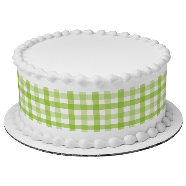 Green Gingham Edible Cake Topper Image Strips
