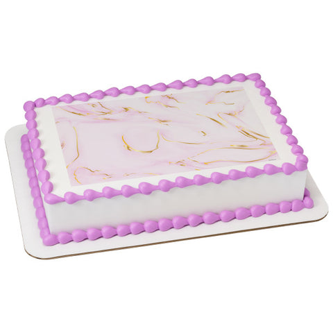 Pink Marble Edible Cake Topper Image