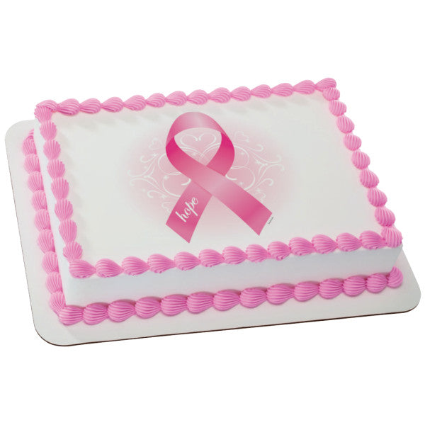 A Birthday Place - Cake Toppers - Breast Cancer Awareness of Hope Edible Cake Topper Image