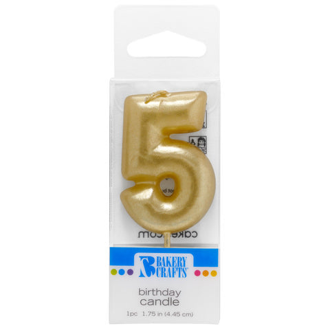 5 Mini Gold Numeral Candles