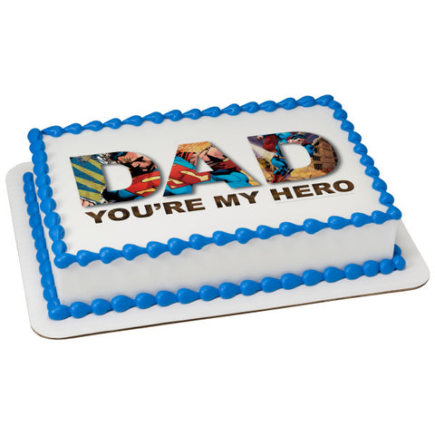 A Birthday Place - Cake Toppers - Superman You're My Hero Edible Cake Topper Image
