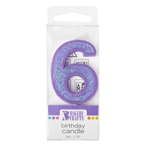 6 Mini Glitter Numeral Candle
