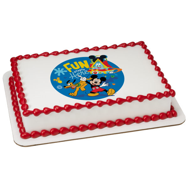 Disney Mickey Mouse Funhouse Fun Starts Here! Edible Cake Topper Image