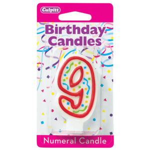 9 Party Red Numeral Candles