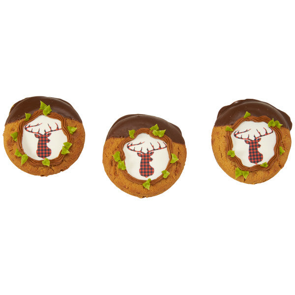 Red Check Plaid Deer Edible Cake Topper Image