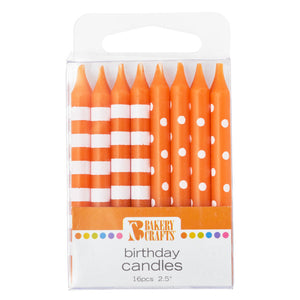 A Birthday Place - Cake Toppers - Orange Stripes & Dots Candles