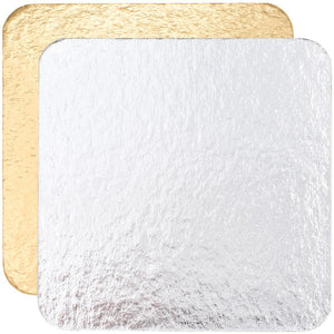 Cake Board Card 5" Square Gold and Silver Reversible