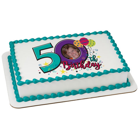 Happy 50th Birthday Edible Caker Topper Frame