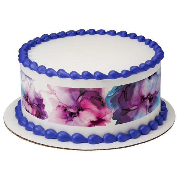 Abstract Flowers Edible Cake Topper Image Strips