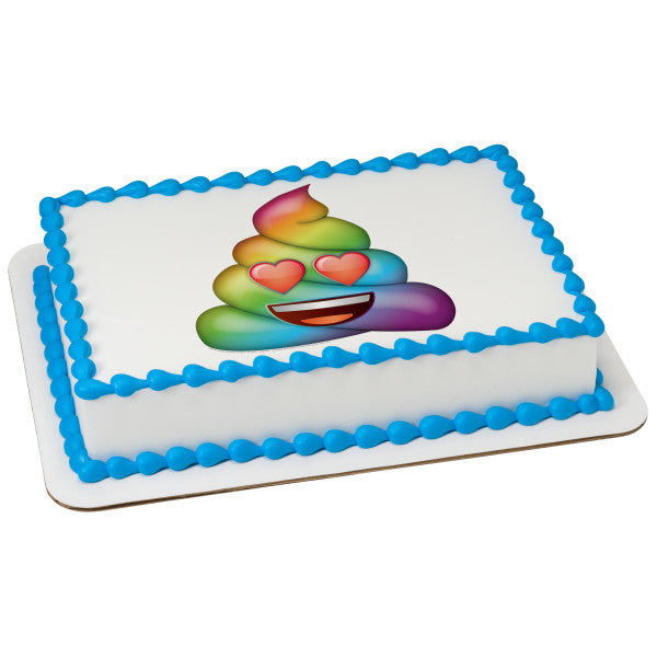 Emoji-Rainbow Love Poo Edible Cake Topper Image