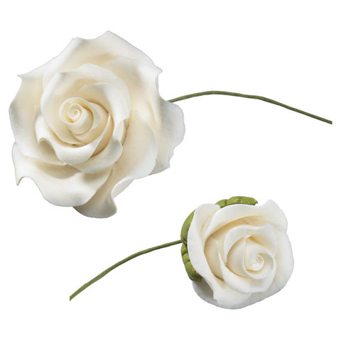 White Roses Assortment Gum Paste Flowers