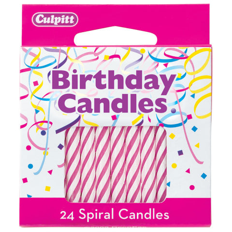 24 Pink 2 ½" Smooth & Spiral Candles