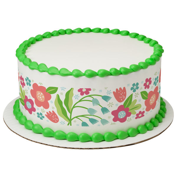 Delicate Florals Edible Cake Topper Image Strips