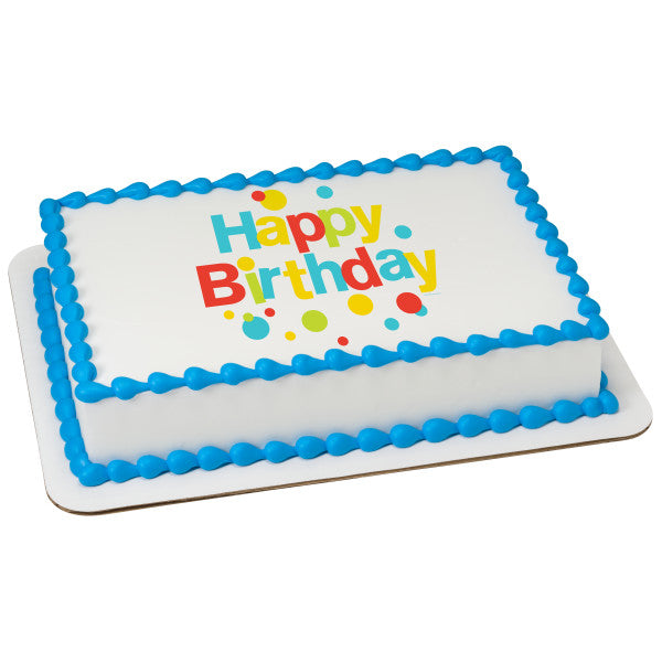 Very Happy Birthday Dots Edible Cake Topper Image