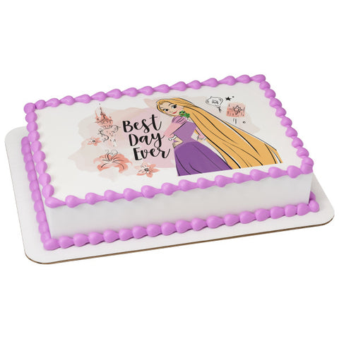 Disney Princess Rapunzel Best Day Ever Edible Cake Topper Image