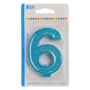 6 Glitter Numeral Candle