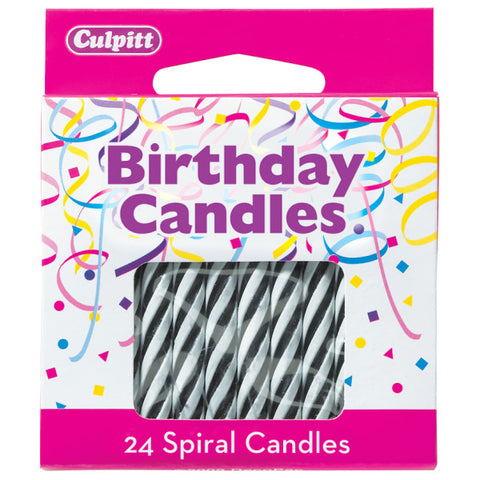 24 Black 2 ½" Smooth & Spiral Candles