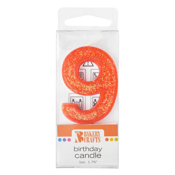 9 Mini Glitter Numeral Candle