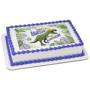 Rawrsome Birthday Dino Edible Cake Topper Image