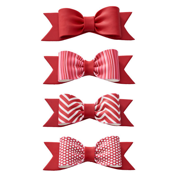 Red Printed and Solid Gum Paste Bows