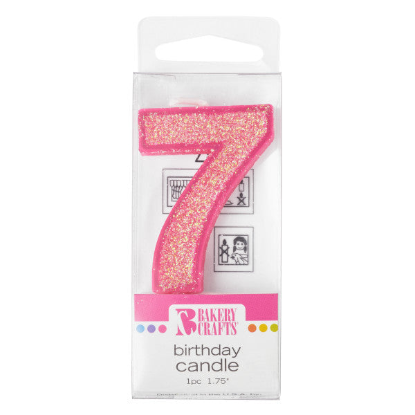 7 Mini Glitter Numeral Candle