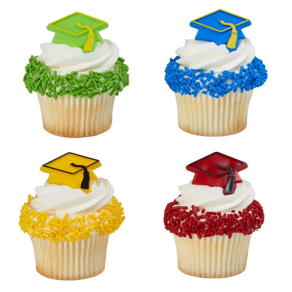 A Birthday Place - Cake Toppers - Grad Hat Assortment Cupcake Rings