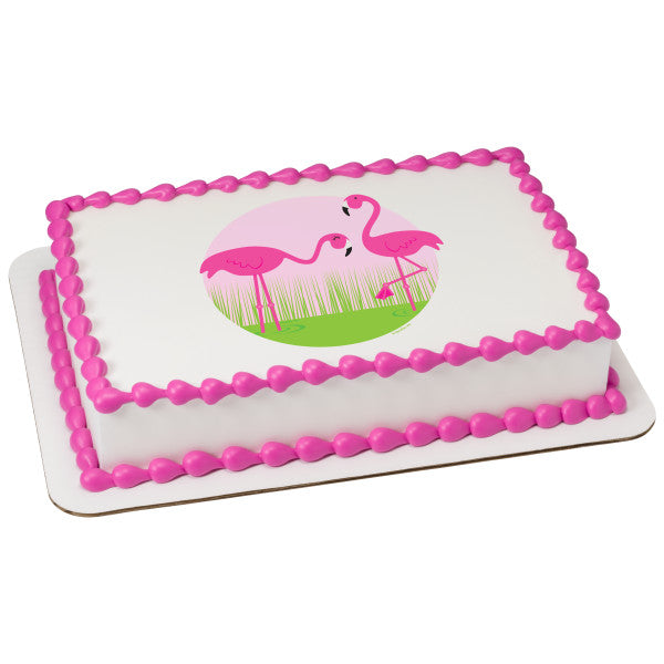 Pink Flamingos Edible Cake Topper Image