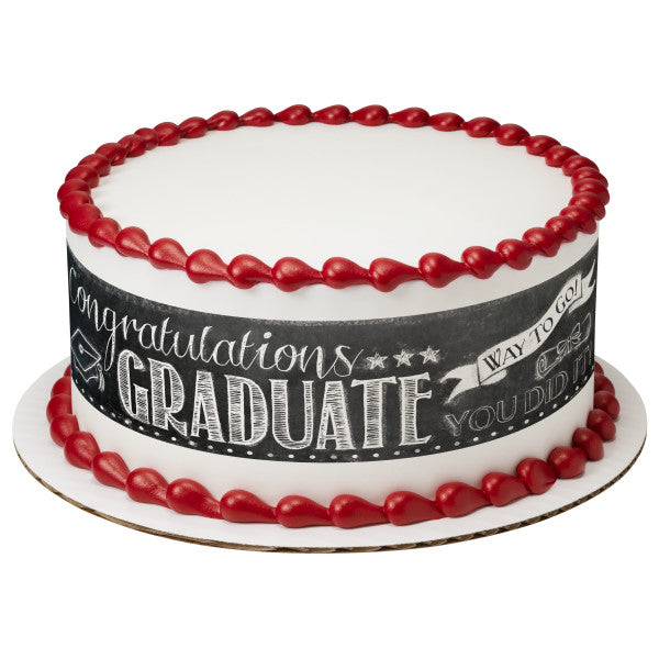 Grad Chalkboard Edible Cake Topper Image Strips