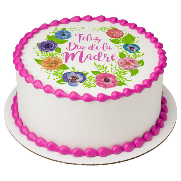 Feliz Día de la Madre Edible Cake Topper Image