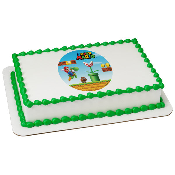 A Birthday Place - Cake Toppers - Super Mario Mushroom Kingdom Edible Cake Topper Image