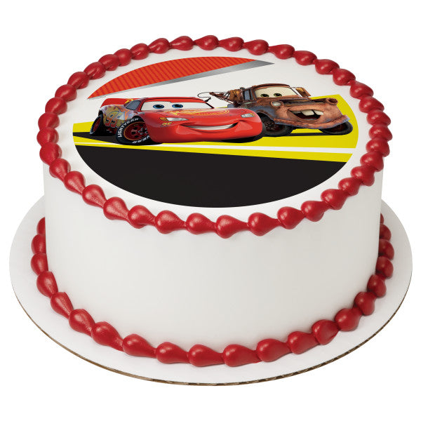 Disney and Pixar Cars Lightning McQueen & Mater Edible Cake Topper Image