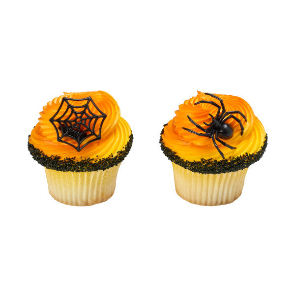 Ghoulish Spider and Web Cupcake Rings
