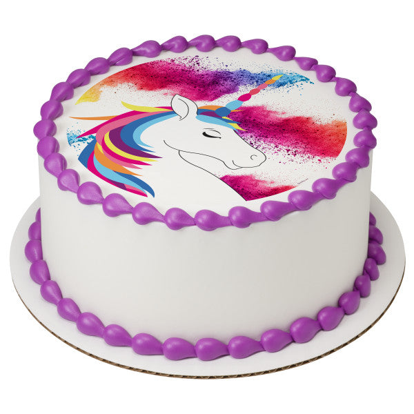 Rainbow Unicorn Edible Cake Topper Image