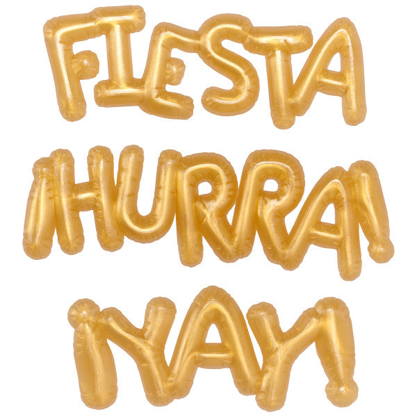 Fiesta Gold Balloon Words Mini Cupcake Layon