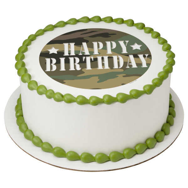 Camouflage Birthday Edible Cake Topper Image