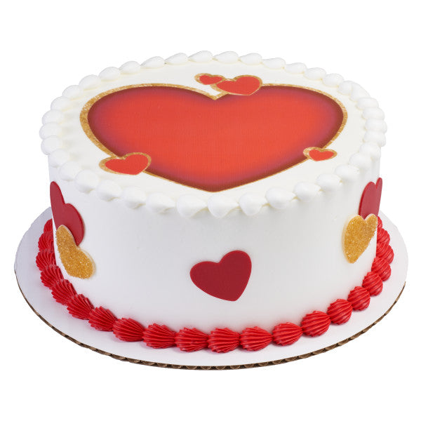 Red Hearts Edible Cake Topper Image
