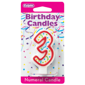 A Birthday Place - Cake Toppers - 3' Red Numeral Candles