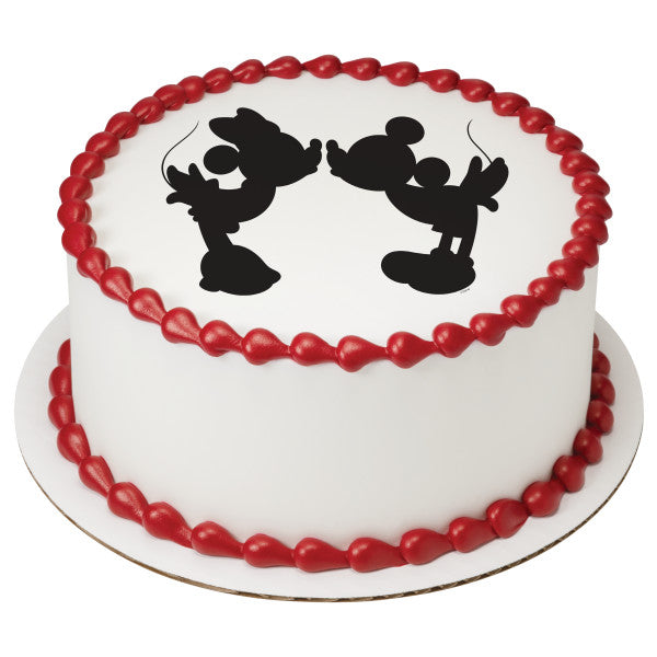 Mickey Mouse and Minnie Mouse Silhouette Edible Cake Topper Image