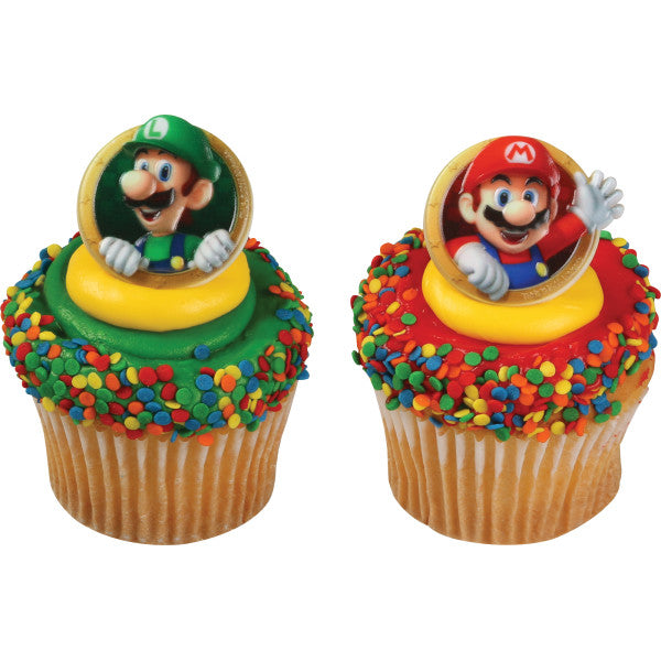 A Birthday Place - Cake Toppers - Super Mario Mario & Luigi© Cupcake Rings