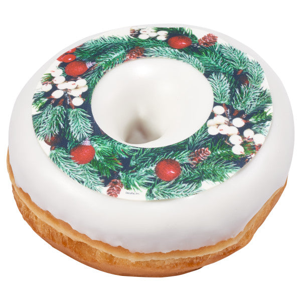 Holiday Wreath Edible Cake Topper Image Frame