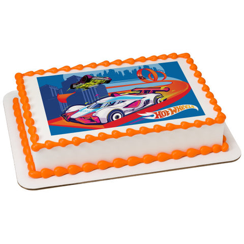 Hot Wheels™ Race to Win! Edible Cake Topper Image