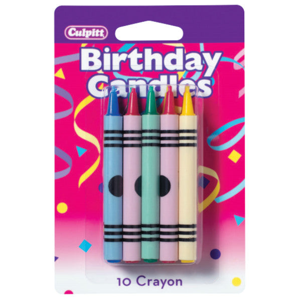 A Birthday Place - Cake Toppers - 10 Multi Crayon Shaped Candles