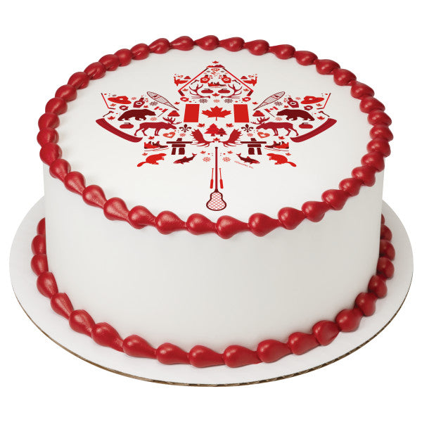 Canadian Maple Leaf Edible Cake Topper Image
