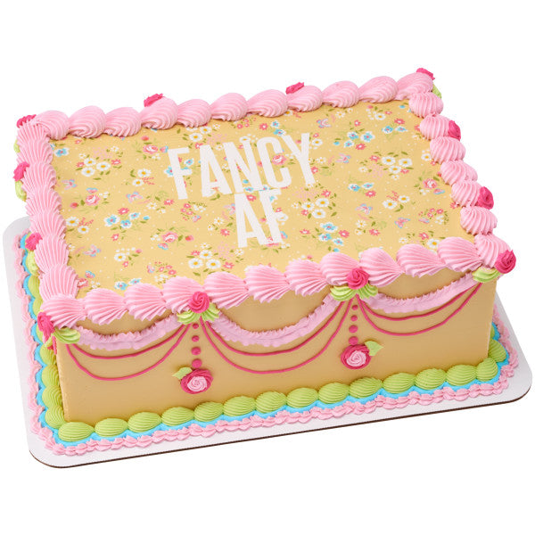 Yellow Ditsy Print Edible Cake Topper Image