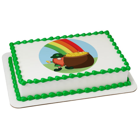 Rainbow Pot Of Gold Edible Cake Topper Image