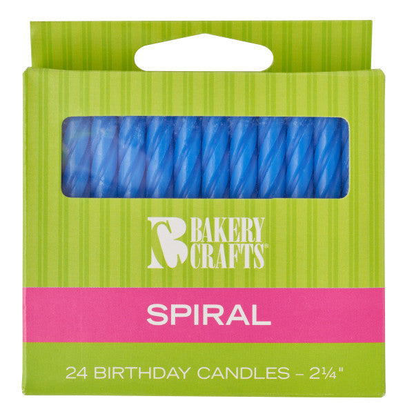 A Birthday Place - Cake Toppers - 24 Blue Spiral Candles