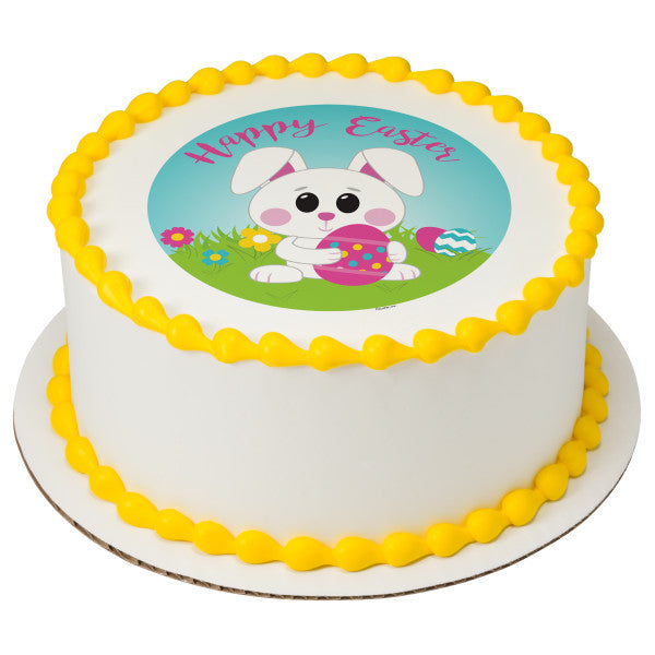 Happy Easter Bunny Edible Cake Topper Image
