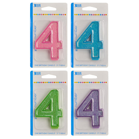 A Birthday Place - Cake Toppers - Bakery Crafts '4' Numeral Glitter Candles
