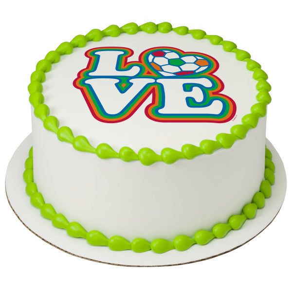 Soccer Love Edible Cake Topper Image